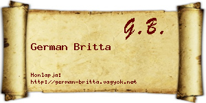 German Britta névjegykártya
